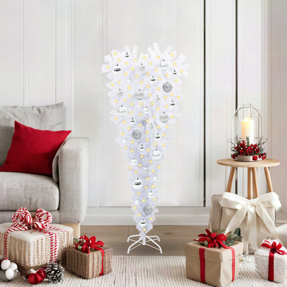 Künstlicher Weihnachtsbaum Weiß 120 cm PVC und Stahl