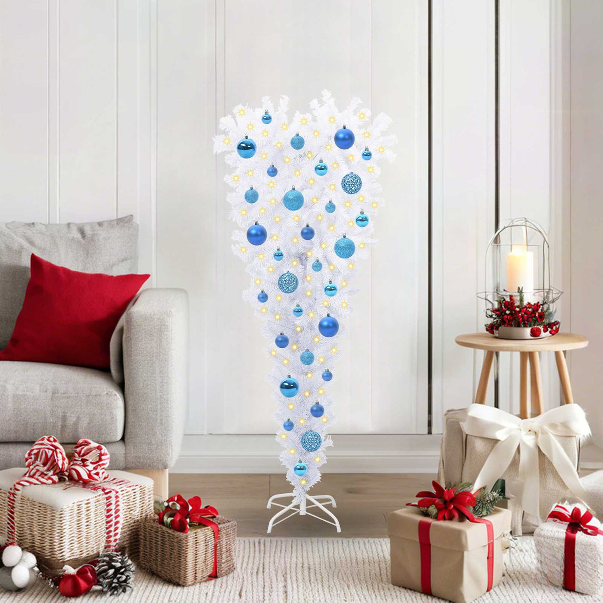Künstlicher Weihnachtsbaum Weiß 120 cm PVC und Stahl