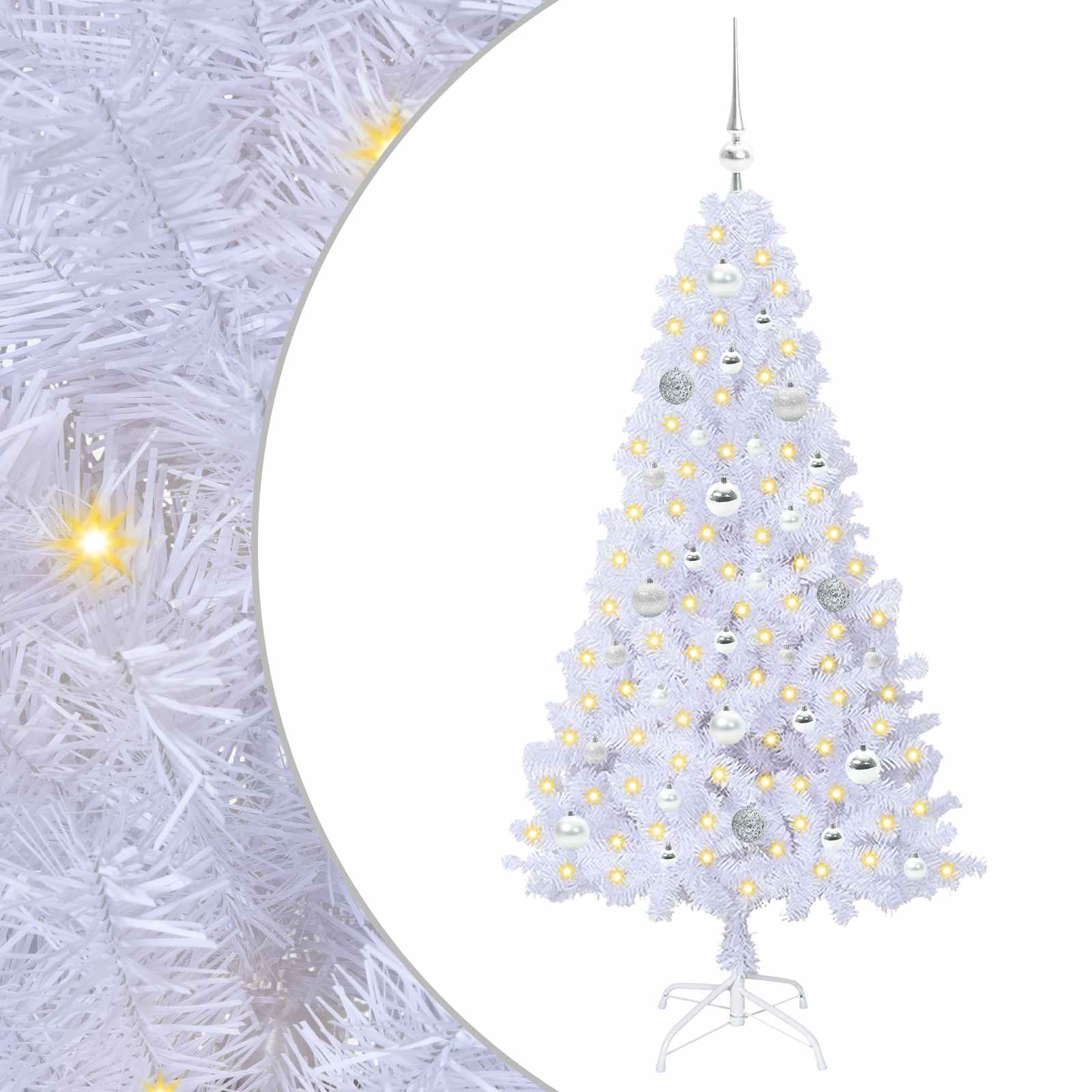 Künstlicher Weihnachtsbaum Weiß 150 cm PVC und Stahl