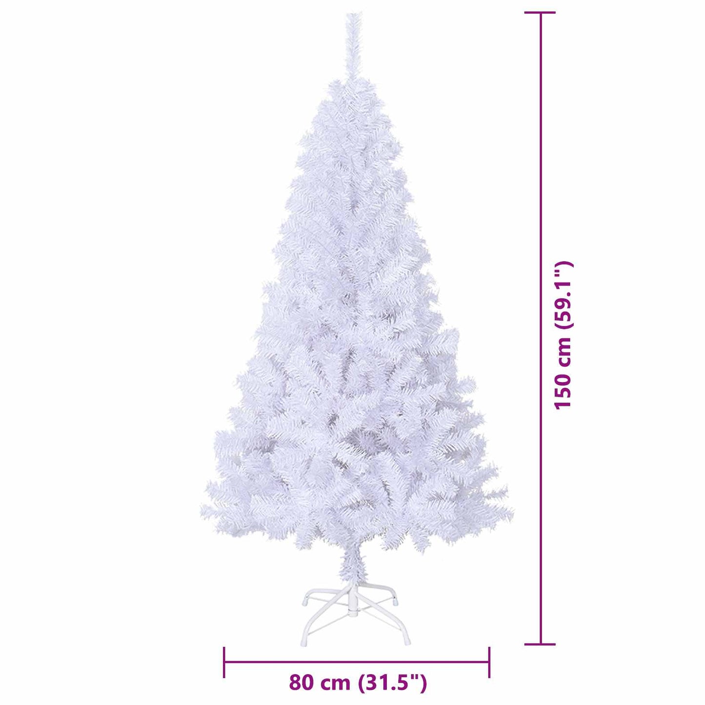 Künstlicher Weihnachtsbaum Weiß 150 cm PVC und Stahl