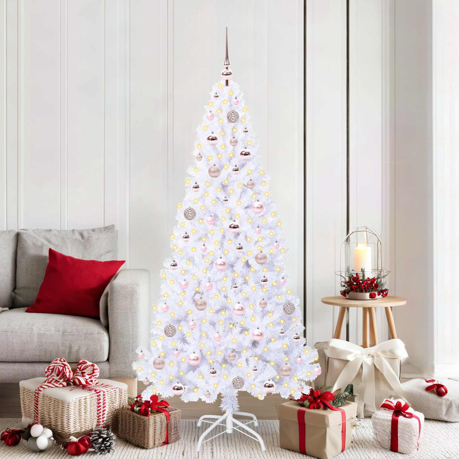 Künstlicher Weihnachtsbaum Weiß 180 cm PVC und Stahl
