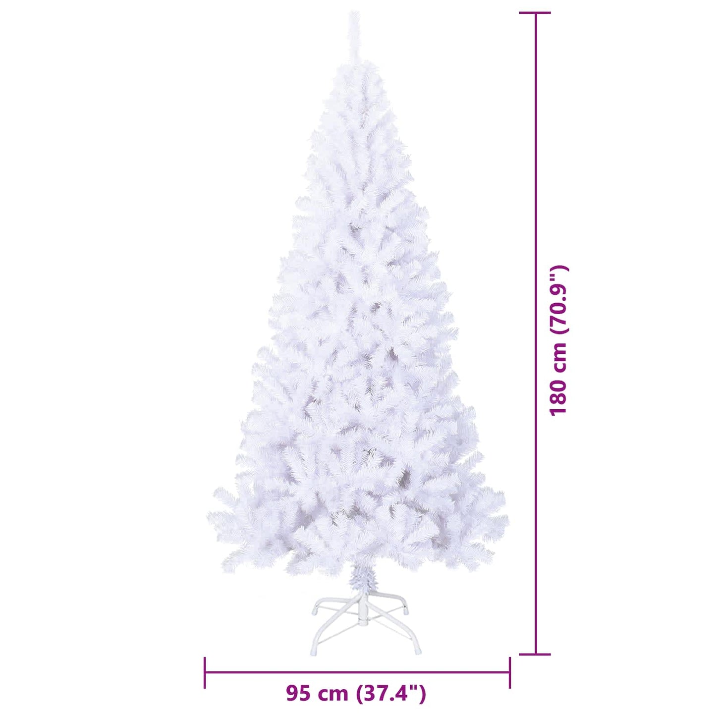 Künstlicher Weihnachtsbaum Weiß 180 cm PVC und Stahl