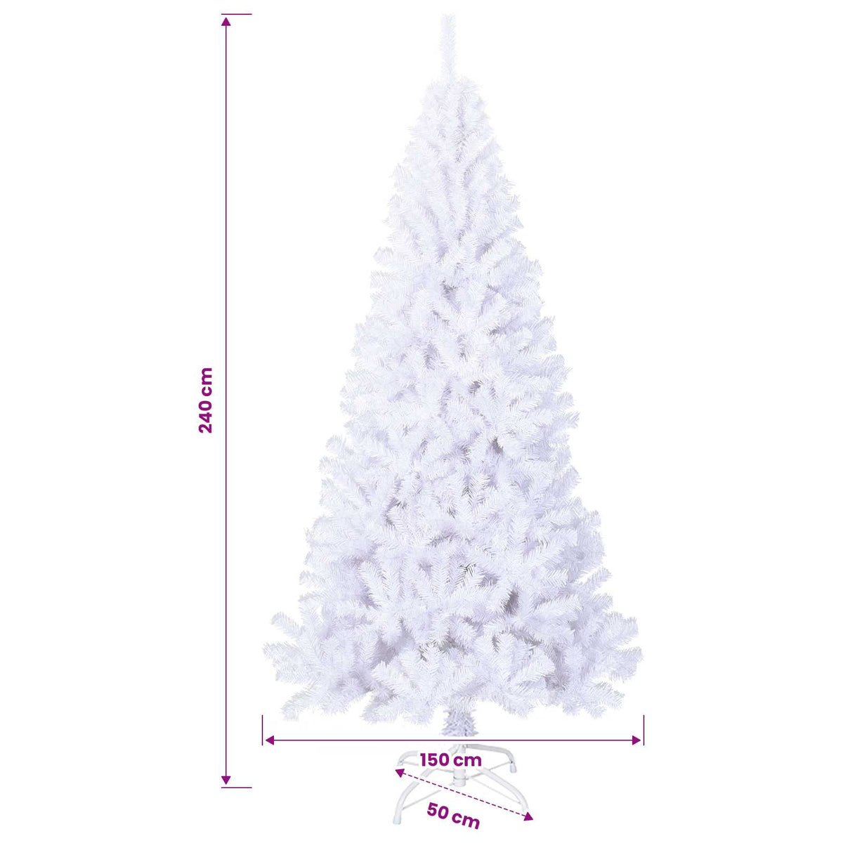 Künstlicher Weihnachtsbaum Weiß 240 cm PVC und Stahl