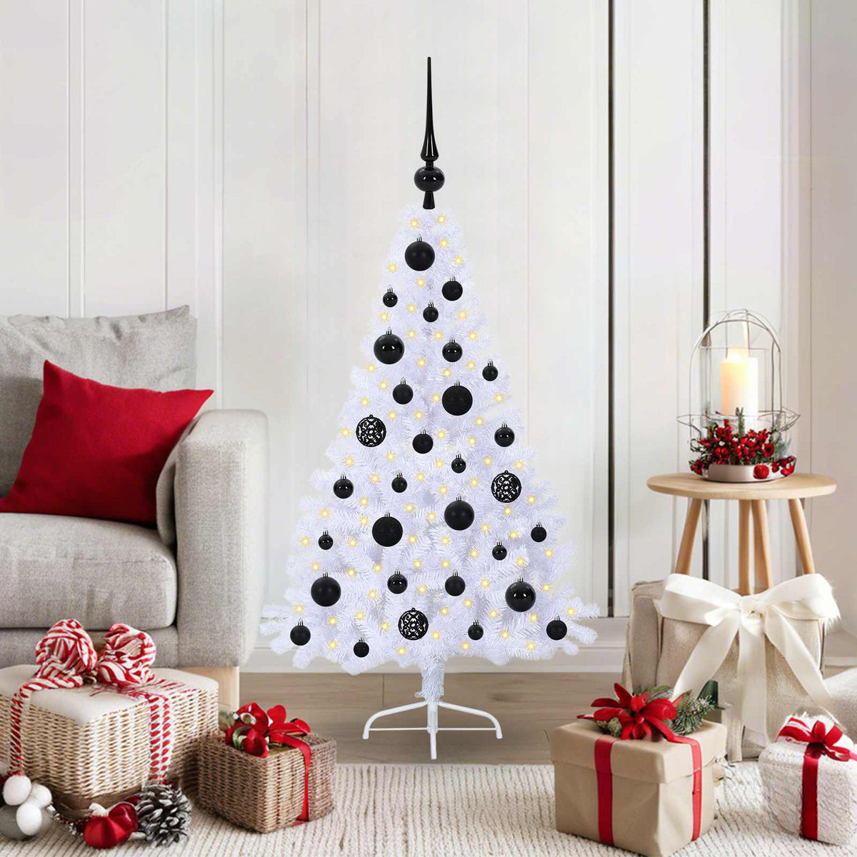 Künstlicher Weihnachtsbaum Weiß 120 cm PVC und Stahl