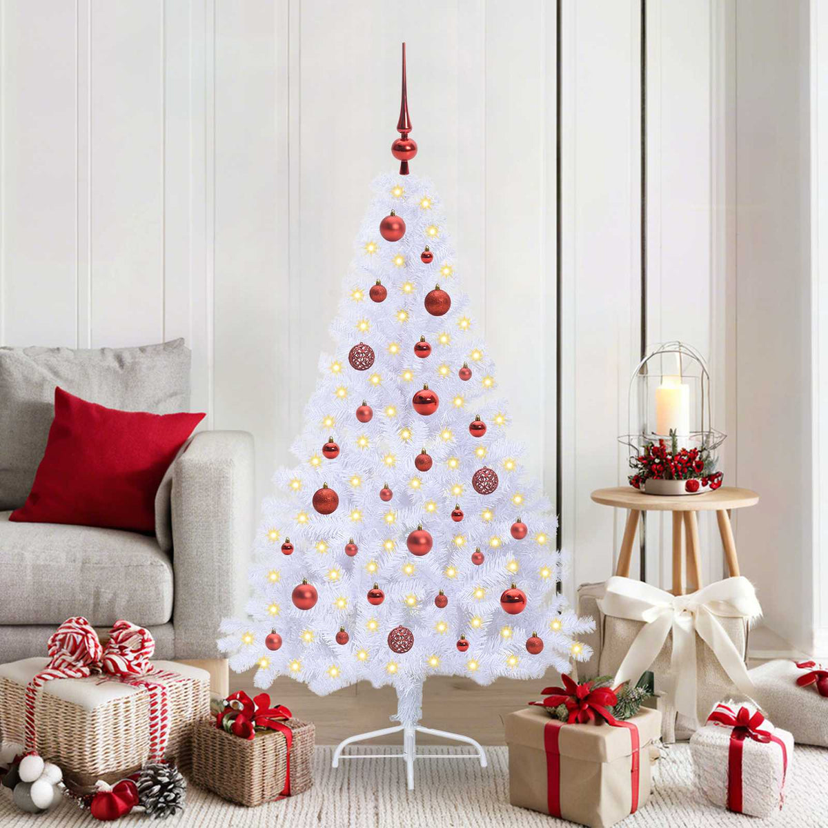 Künstlicher Weihnachtsbaum Weiß 150 cm PVC und Stahl
