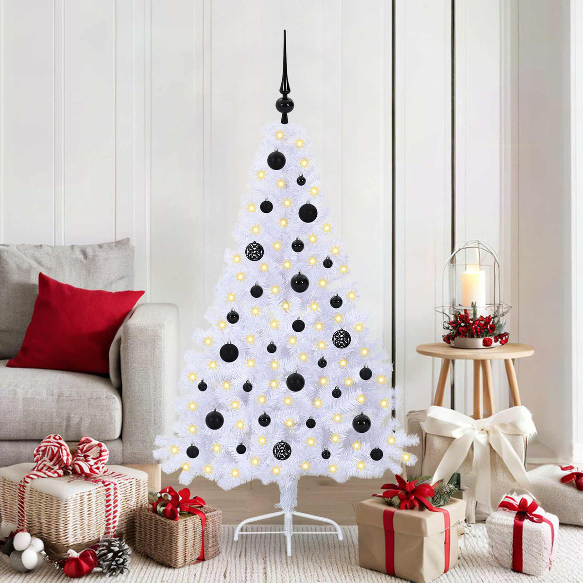 Künstlicher Weihnachtsbaum Weiß 150 cm PVC und Stahl