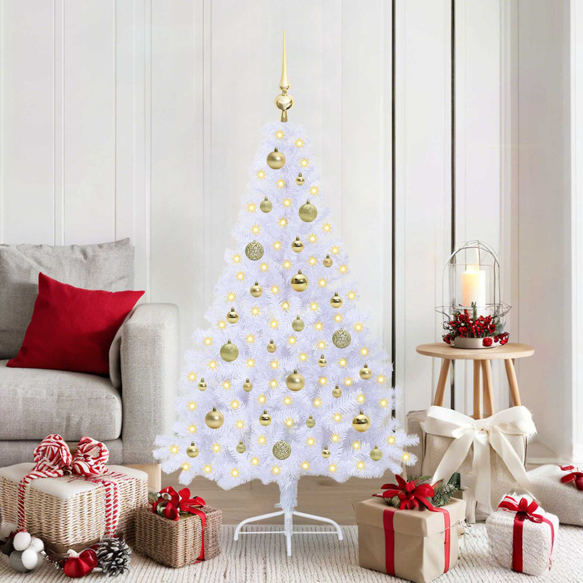 Künstlicher Weihnachtsbaum Weiß 150 cm PVC und Stahl