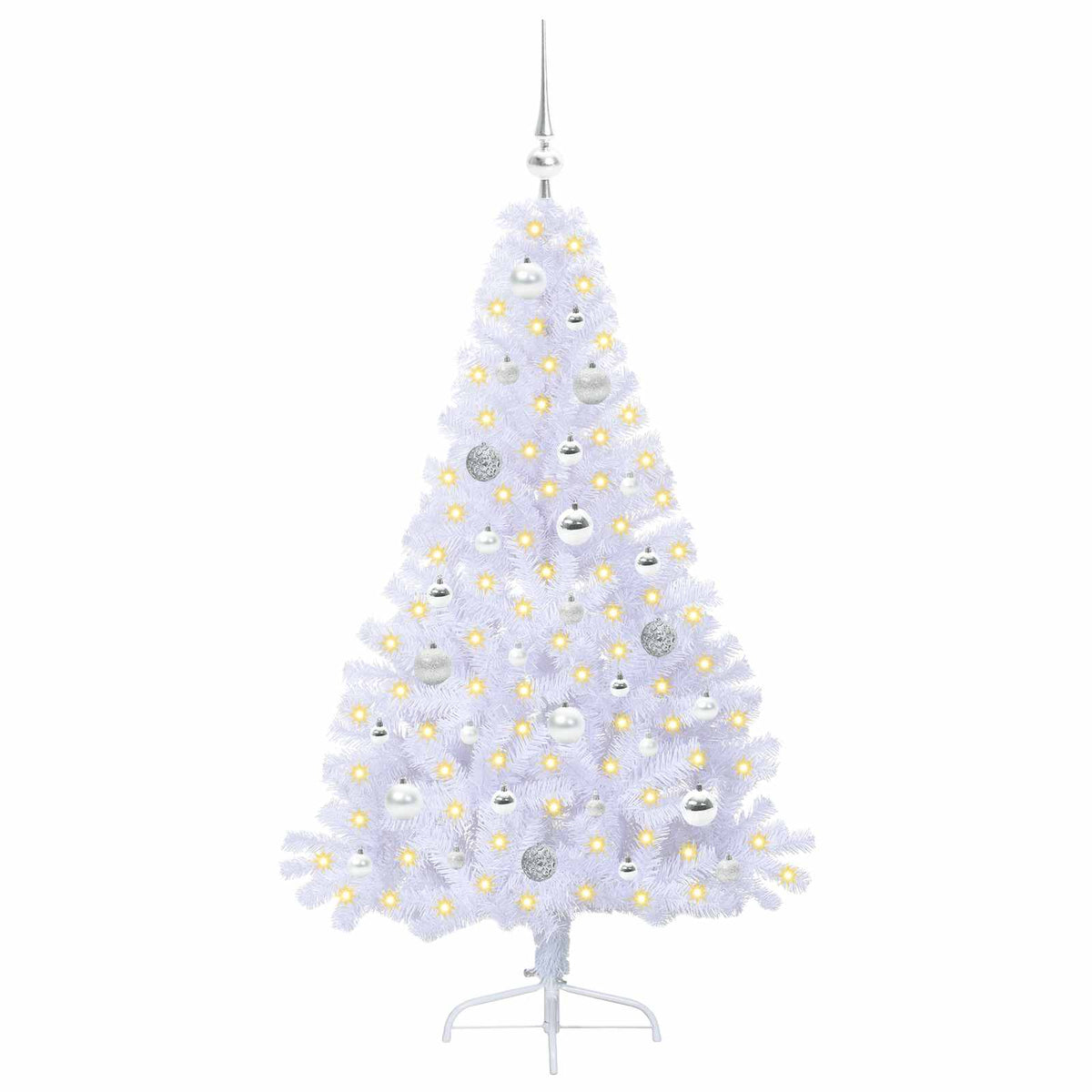 Künstlicher Weihnachtsbaum Weiß 150 cm PVC und Stahl