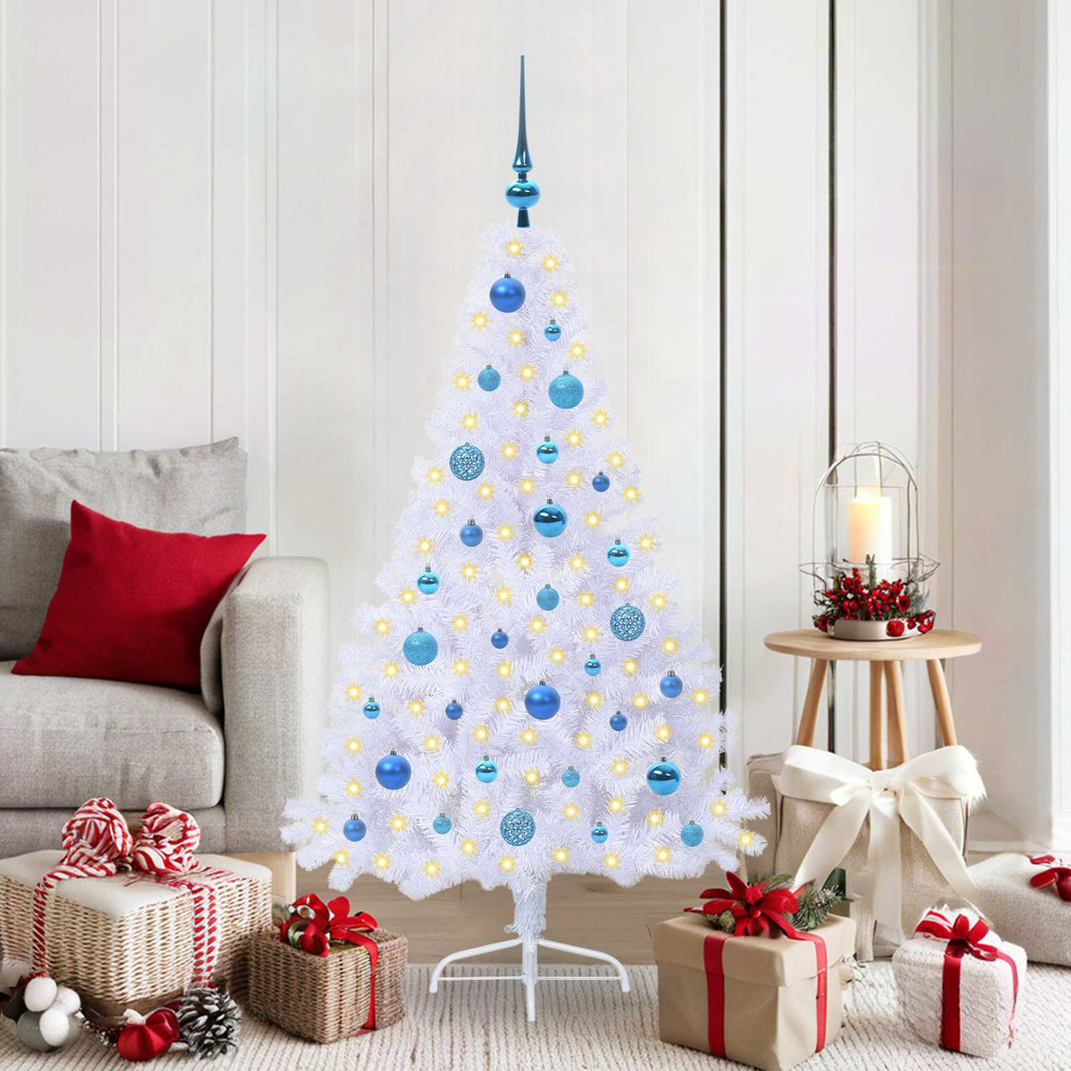 Künstlicher Weihnachtsbaum Weiß 150 cm PVC und Stahl