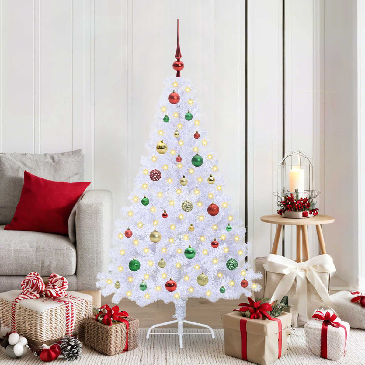 Künstlicher Weihnachtsbaum Weiß 150 cm PVC und Stahl