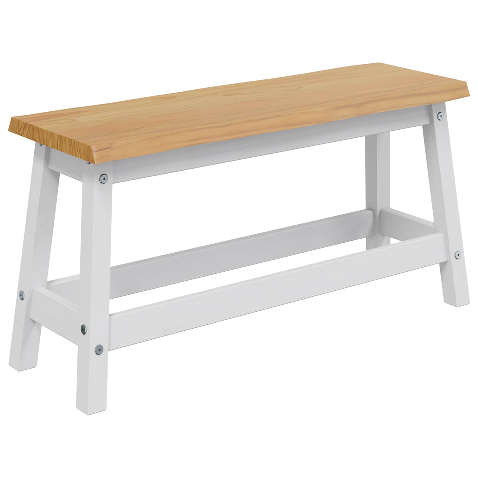 Esstischbank EKAI Weiß 91,5 x 29 x 45,5 cm Massives Kiefernholz
