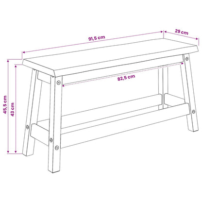 Esstischbank EKAI Weiß 91,5 x 29 x 45,5 cm Massives Kiefernholz