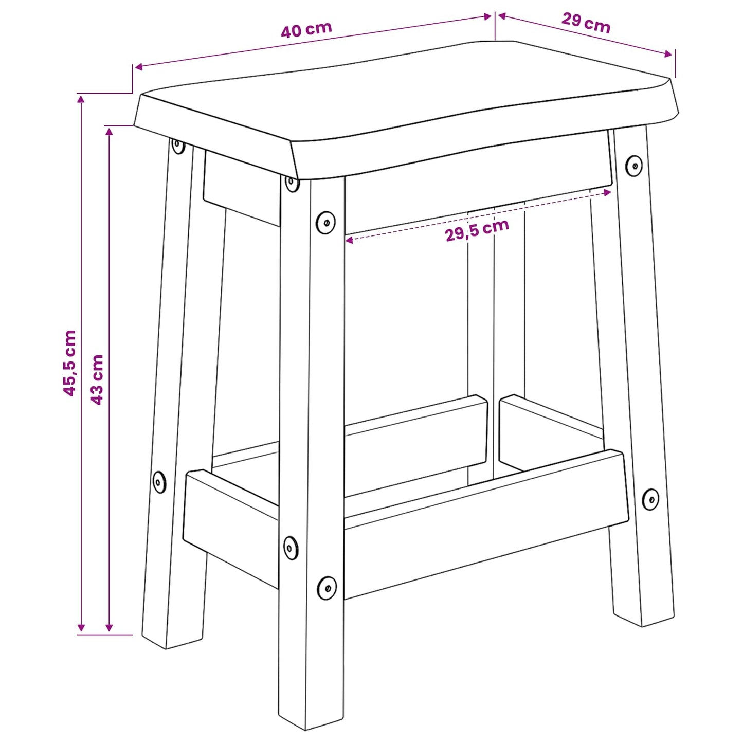 Barhocker EKAI 2 stk. Weiß 40 x 29 x 45,5 cm