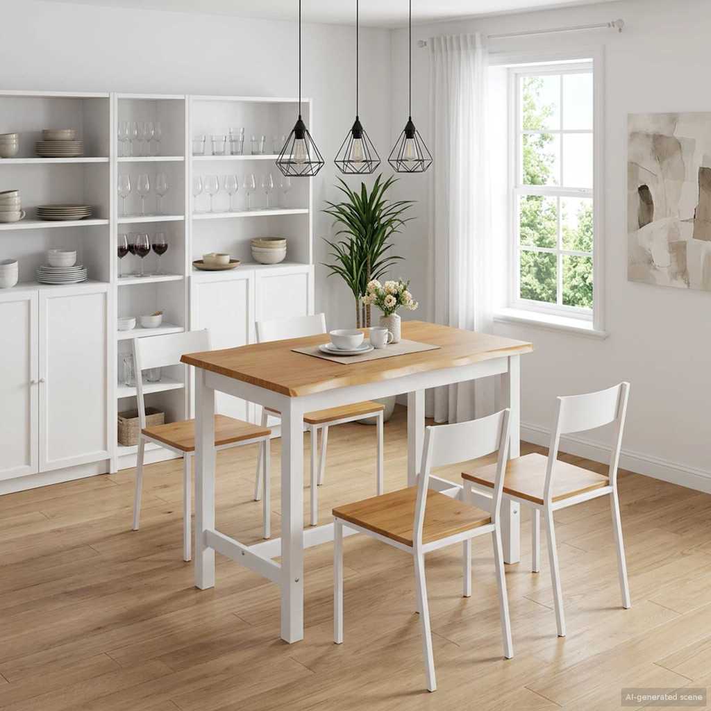 Hohe Bar-Tisch EKAI Weiß 112 x 70 x 91 cm Massives Kiefernholz