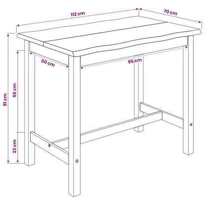 Hohe Bar-Tisch EKAI Weiß 112 x 70 x 91 cm Massives Kiefernholz