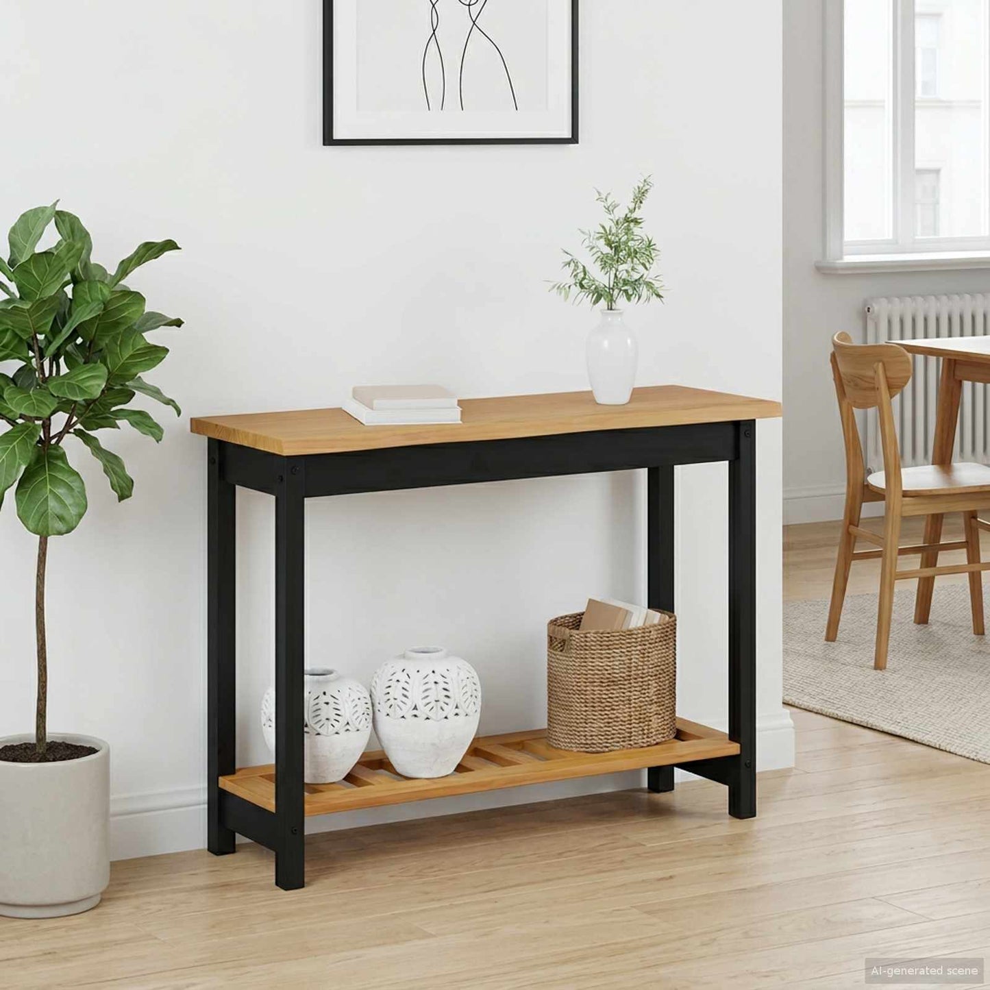 Konsolentisch mit Regal EKAI Schwarz 112 x 35 x 76 cm