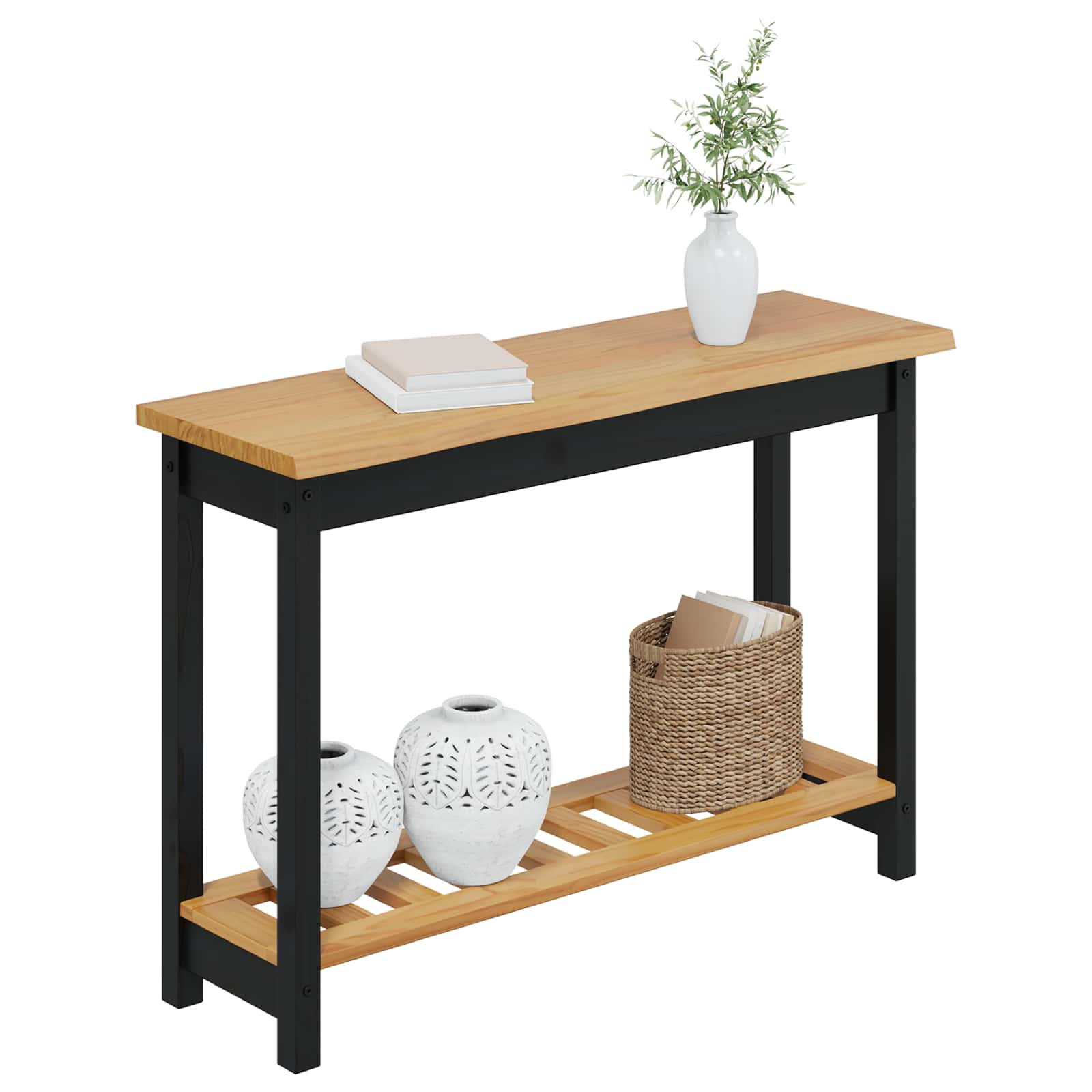 Konsolentisch mit Regal EKAI Schwarz 112 x 35 x 76 cm