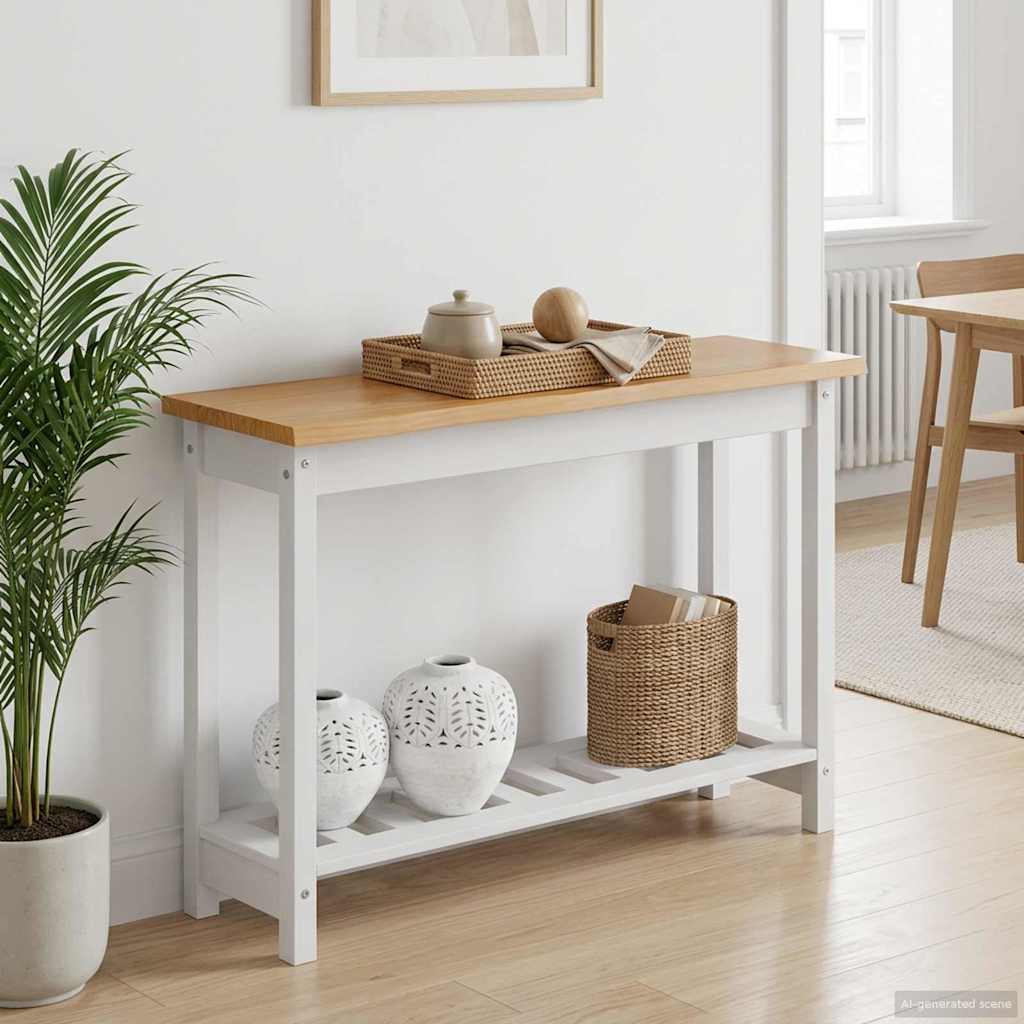 Konsolentisch EKAI Weiß 112 x 35 x 76 cm Massives Kiefernholz