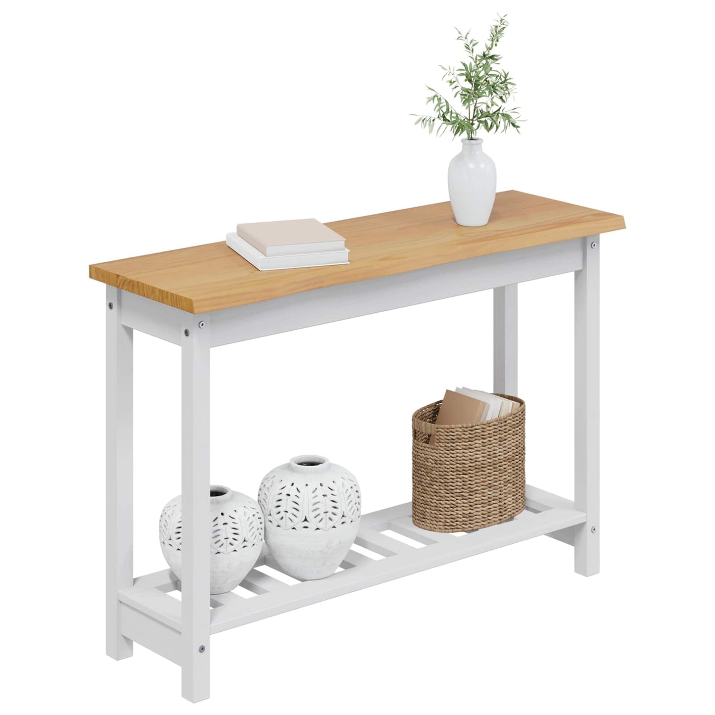 Konsolentisch EKAI Weiß 112 x 35 x 76 cm Massives Kiefernholz