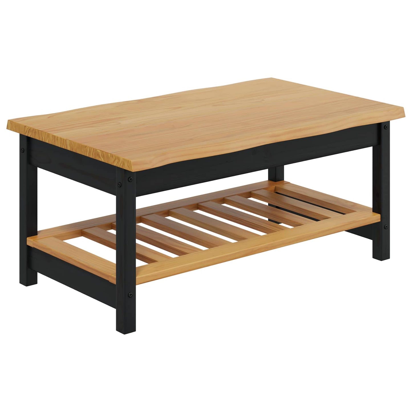Couchtisch EKAI Schwarz 100 x 60 x 45,5 cm Massives Kiefernholz