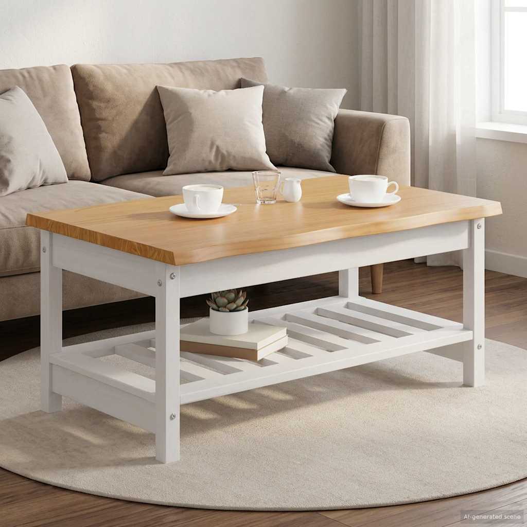 Couchtisch EKAI Weiß 100 x 60 x 45,5 cm Massives Kiefernholz