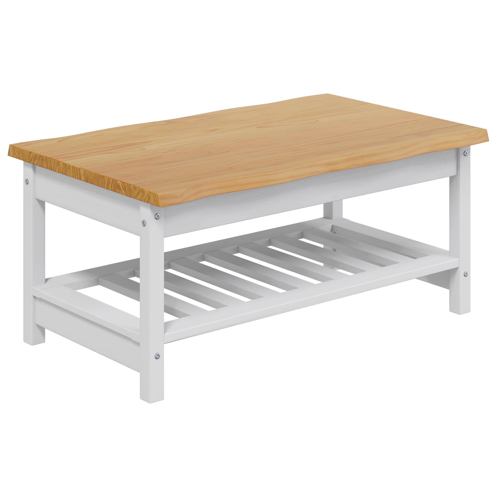 Couchtisch EKAI Weiß 100 x 60 x 45,5 cm Massives Kiefernholz