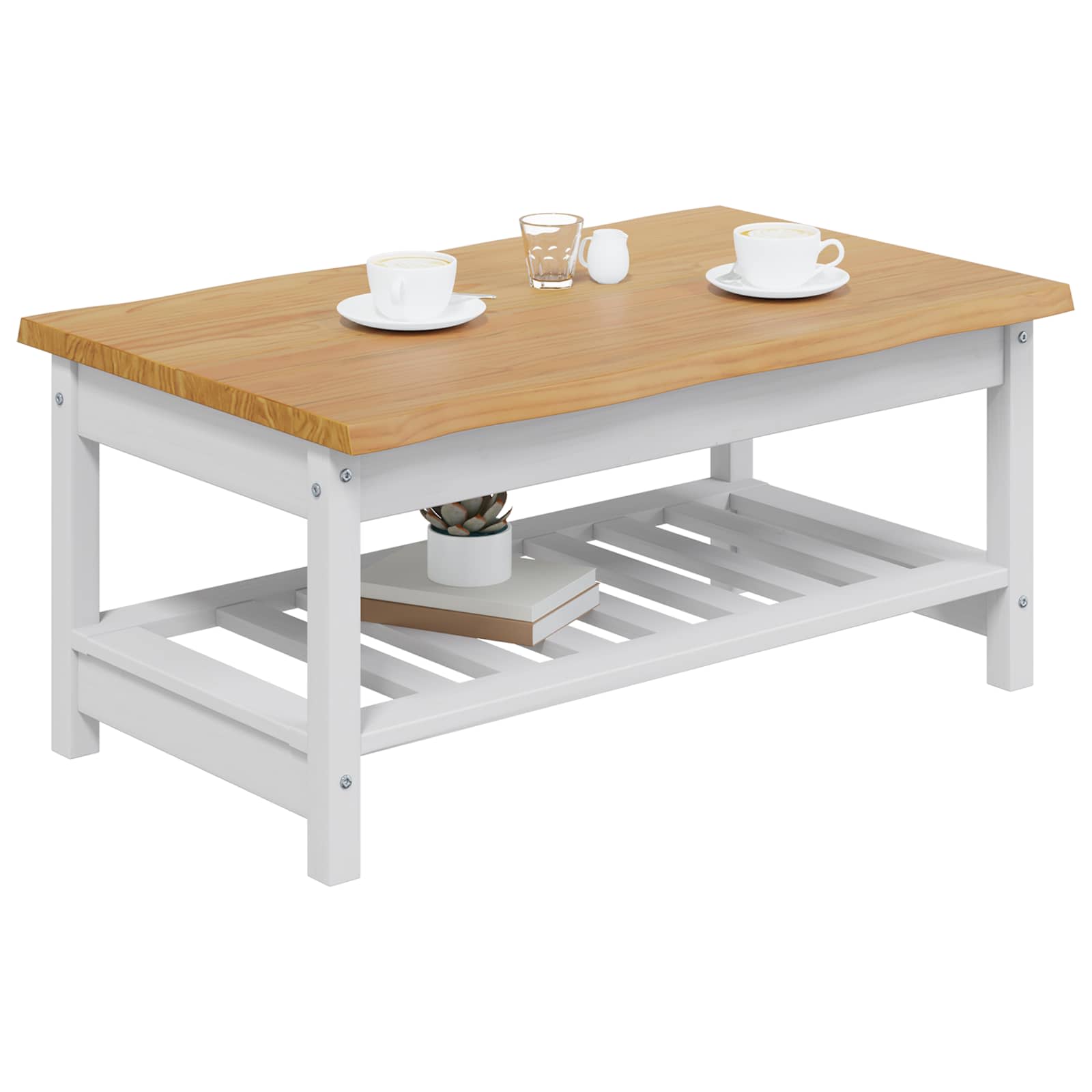 Couchtisch EKAI Weiß 100 x 60 x 45,5 cm Massives Kiefernholz
