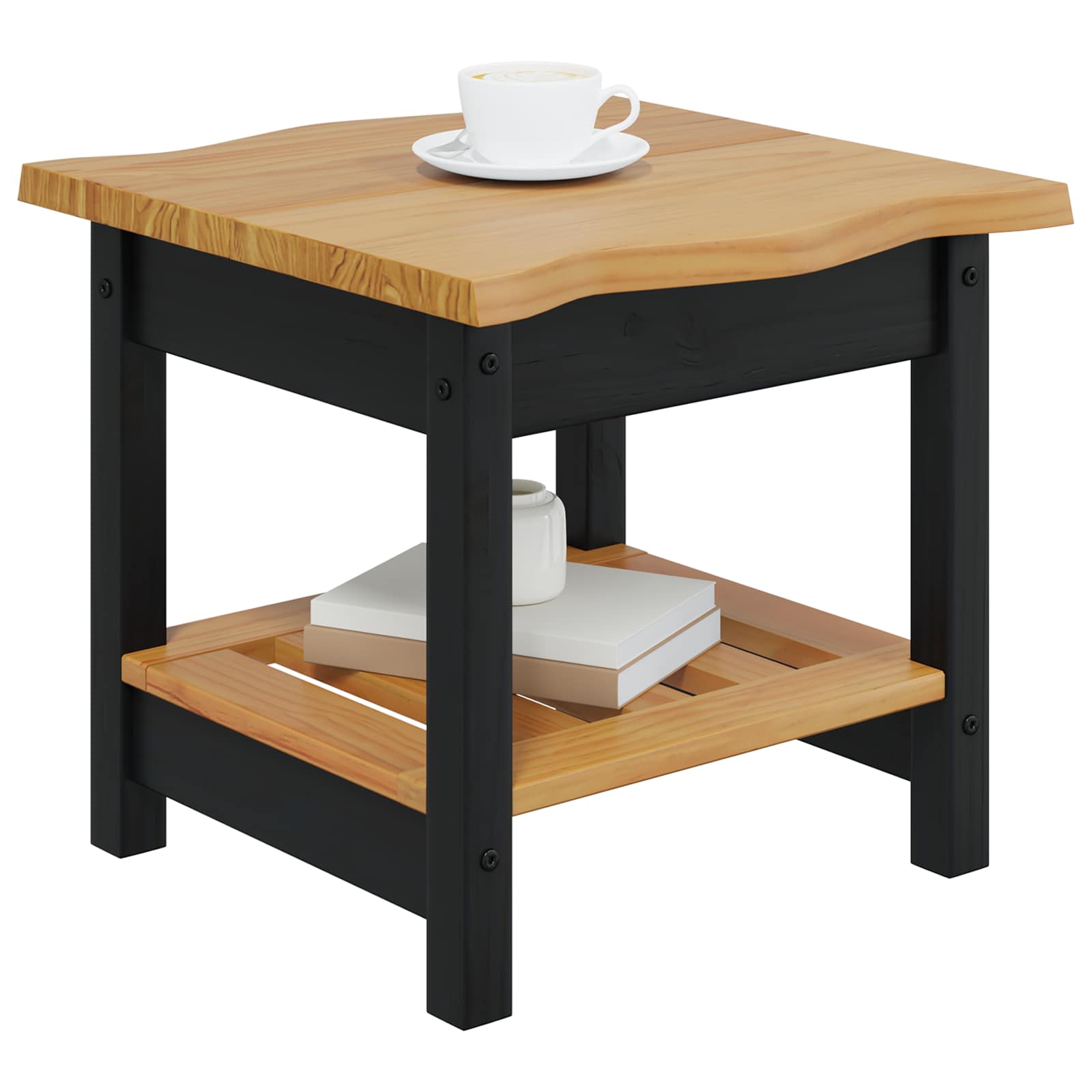 Beistelltisch mit Regal EKAI Schwarz 50 x 50 x 45,5 cm