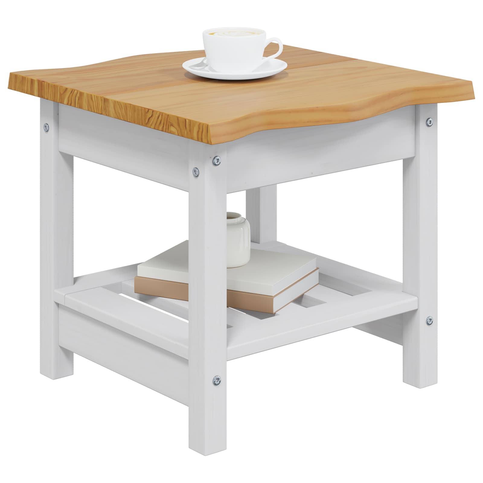 Beistelltisch EKAI Weiß 50 x 50 x 45,5 cm Massives Kiefernholz