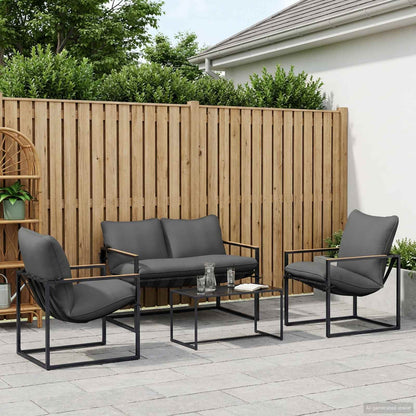 Gartensofa-set 4 stk. Schwarz und Anthrazit Stahl