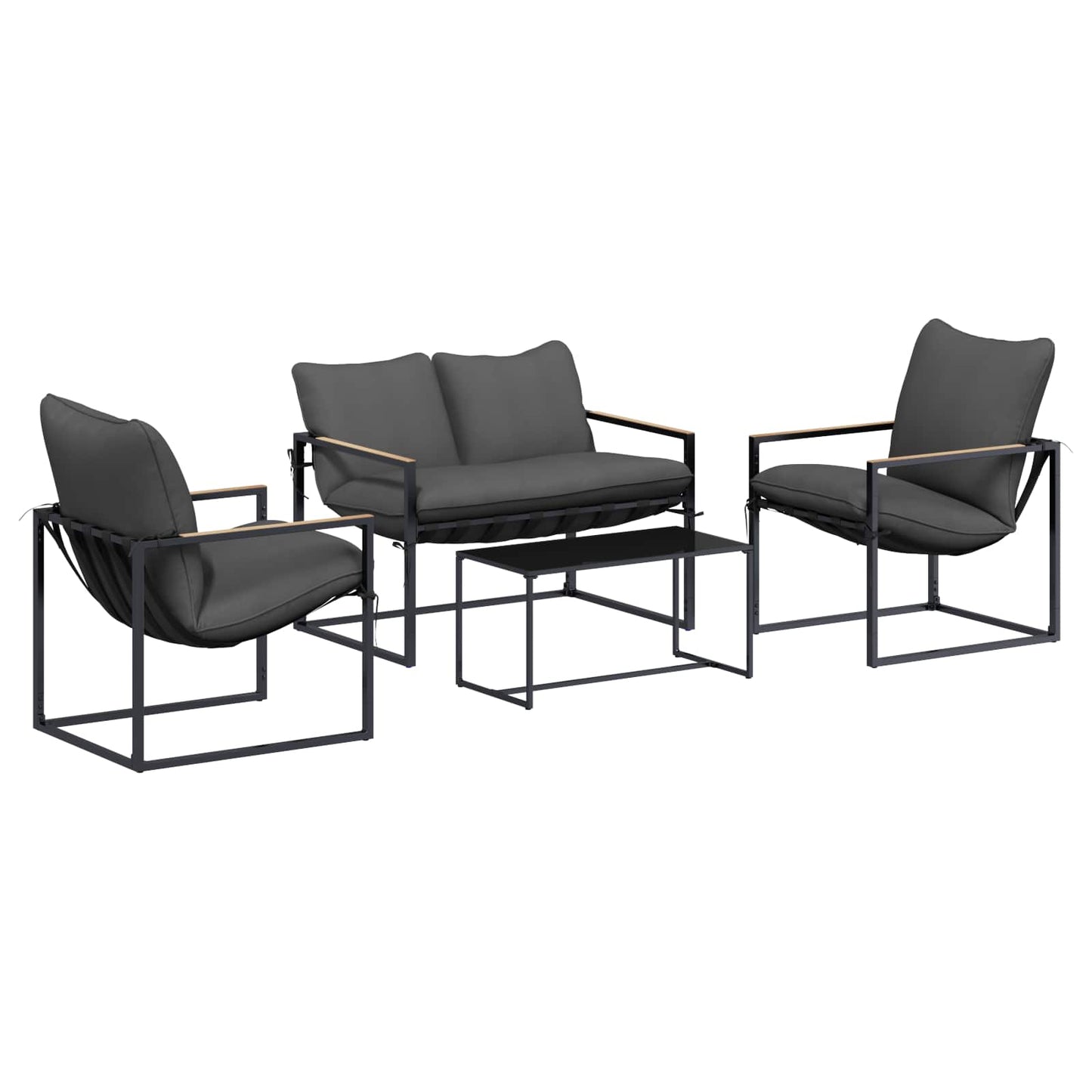 Gartensofa-set 4 stk. Schwarz und Anthrazit Stahl