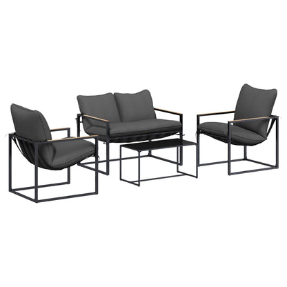 Gartensofa-set 4 stk. Schwarz und Anthrazit Stahl