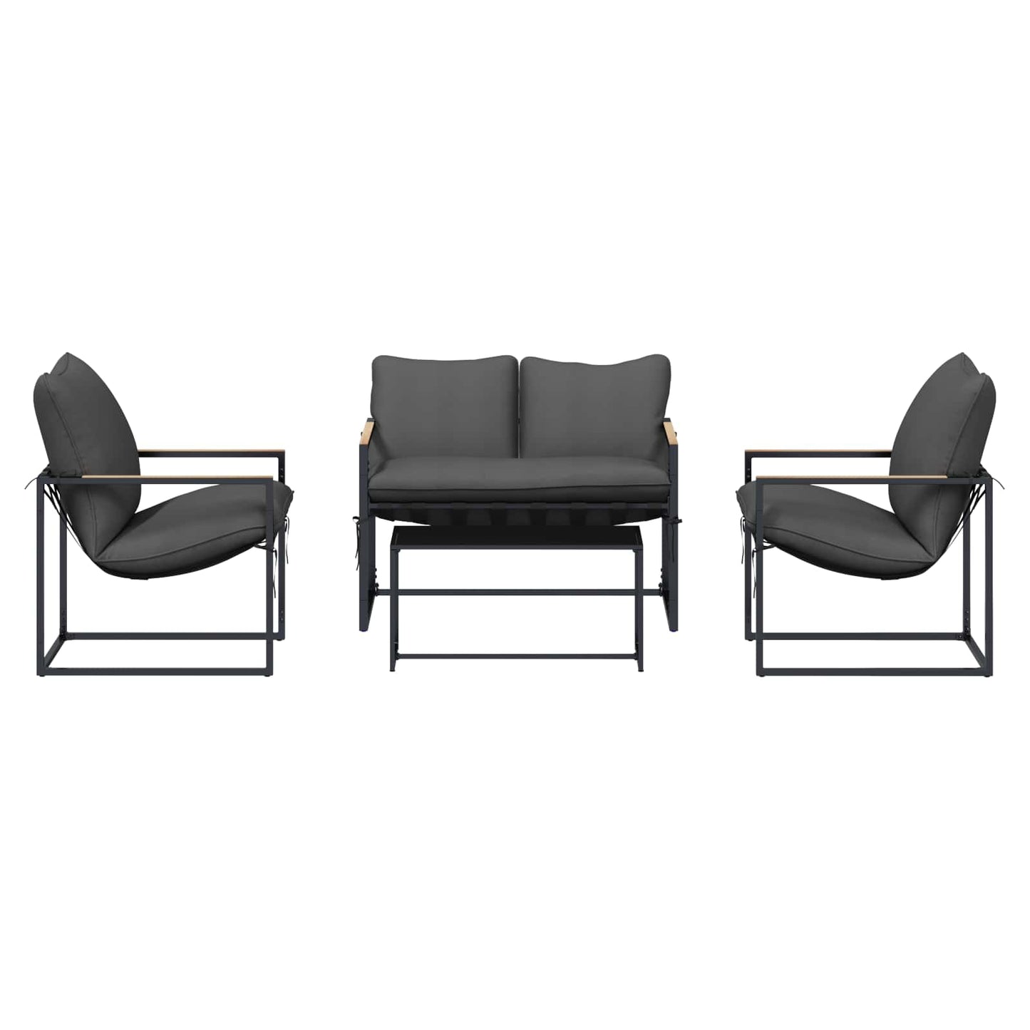 Gartensofa-set 4 stk. Schwarz und Anthrazit Stahl