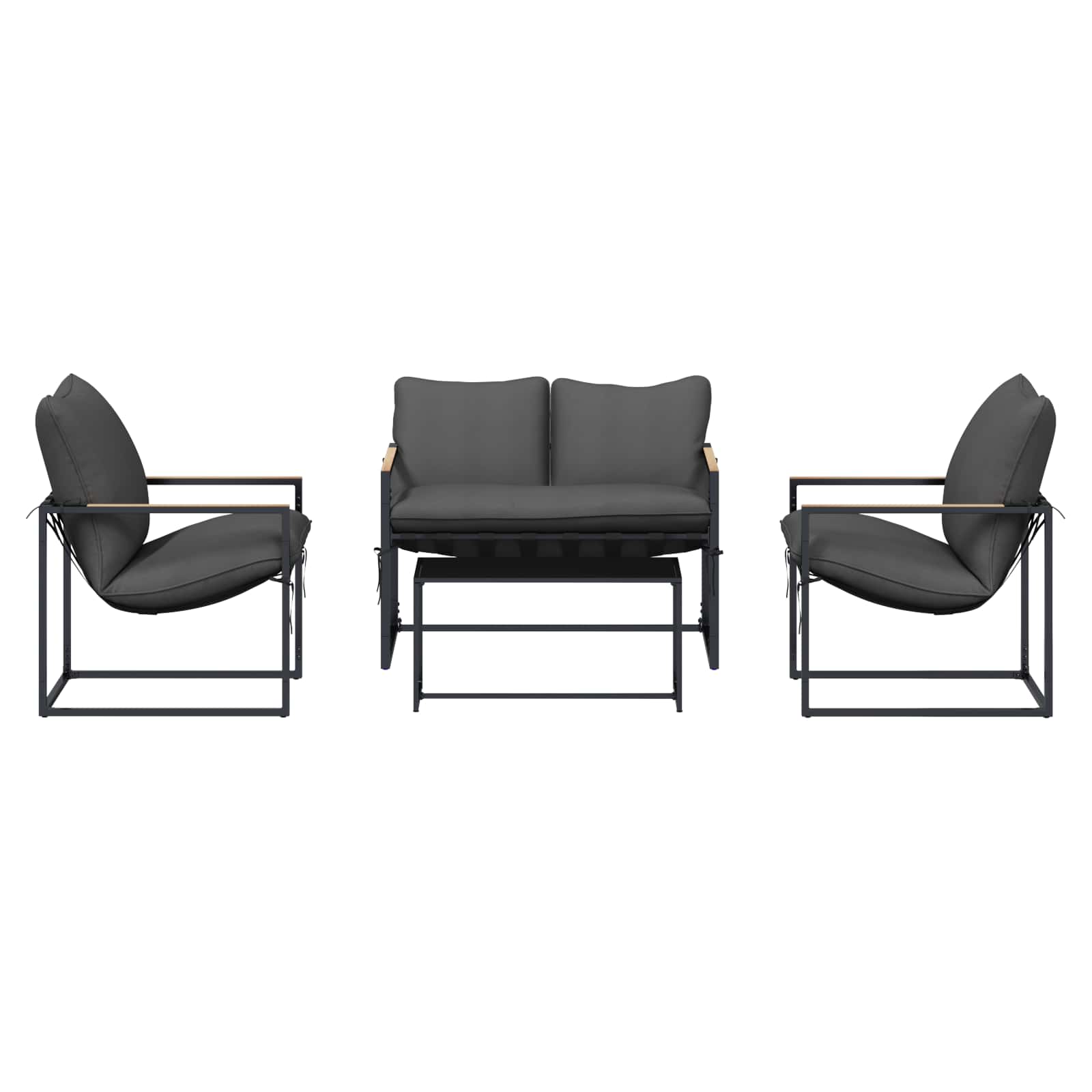 Gartensofa-set 4 stk. Schwarz und Anthrazit Stahl