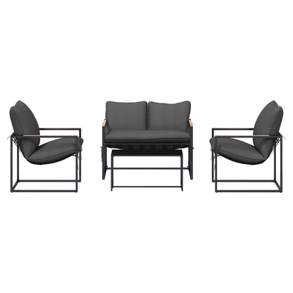 Gartensofa-set 4 stk. Schwarz und Anthrazit Stahl