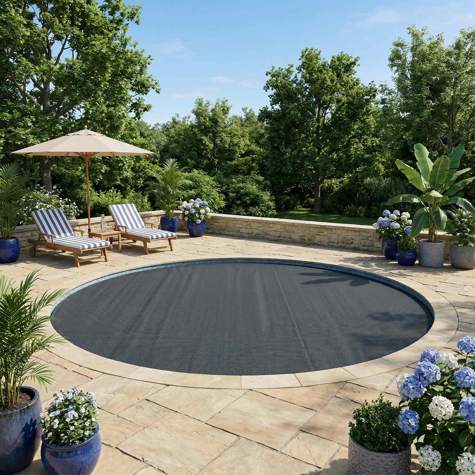 Solar Poolabdeckung Hochwertig Ø 300 cm 200 μm Rund PE Schwarz