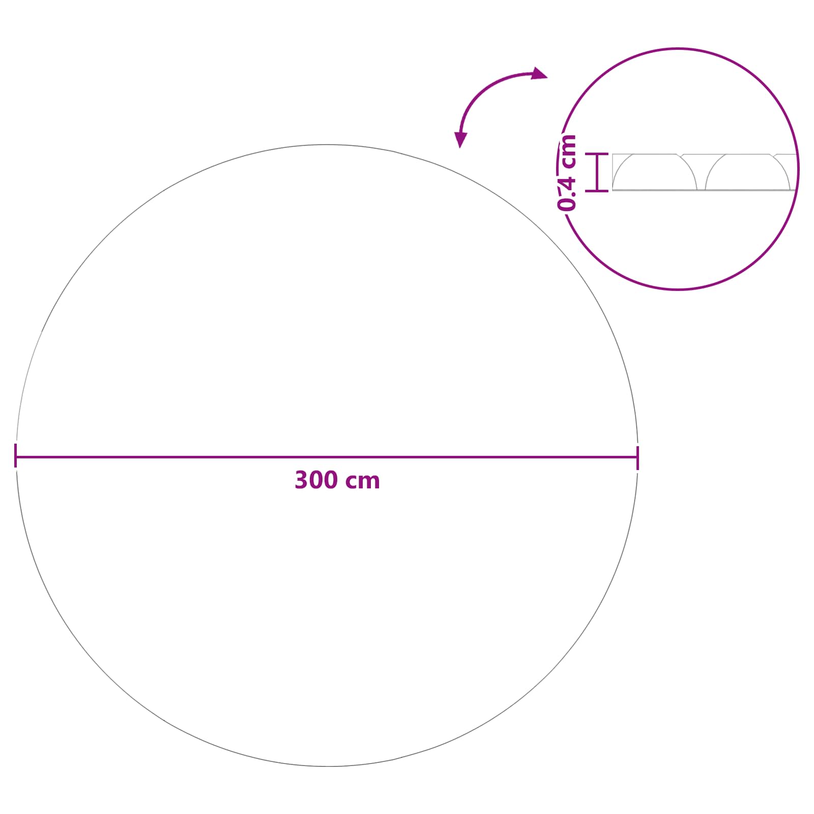 Solar Poolabdeckung Hochwertig Ø 300 cm 200 μm Rund PE Schwarz