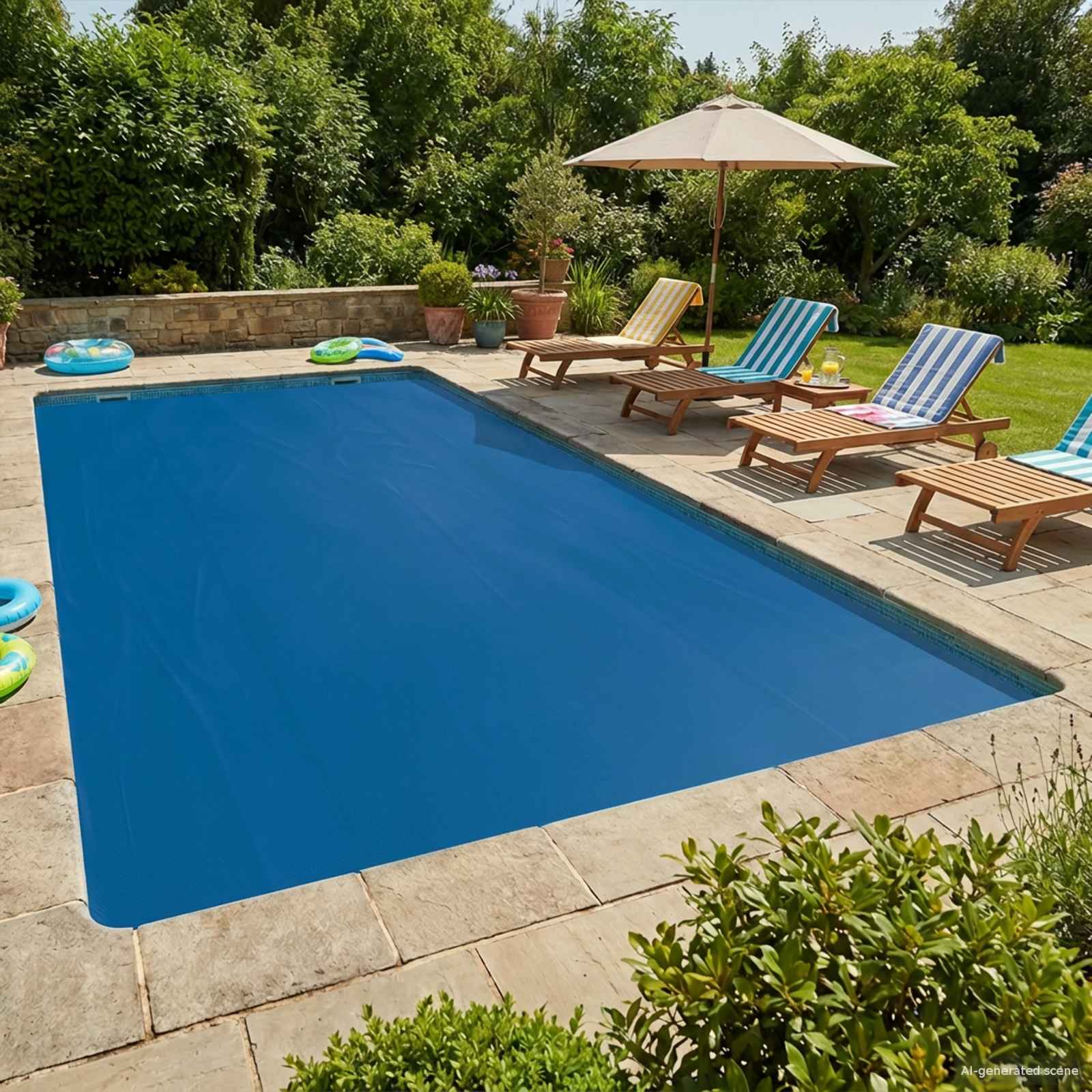 Sonnendeck für Pools Extra Schwer 300 x 200 cm, 400 μm PE Blau