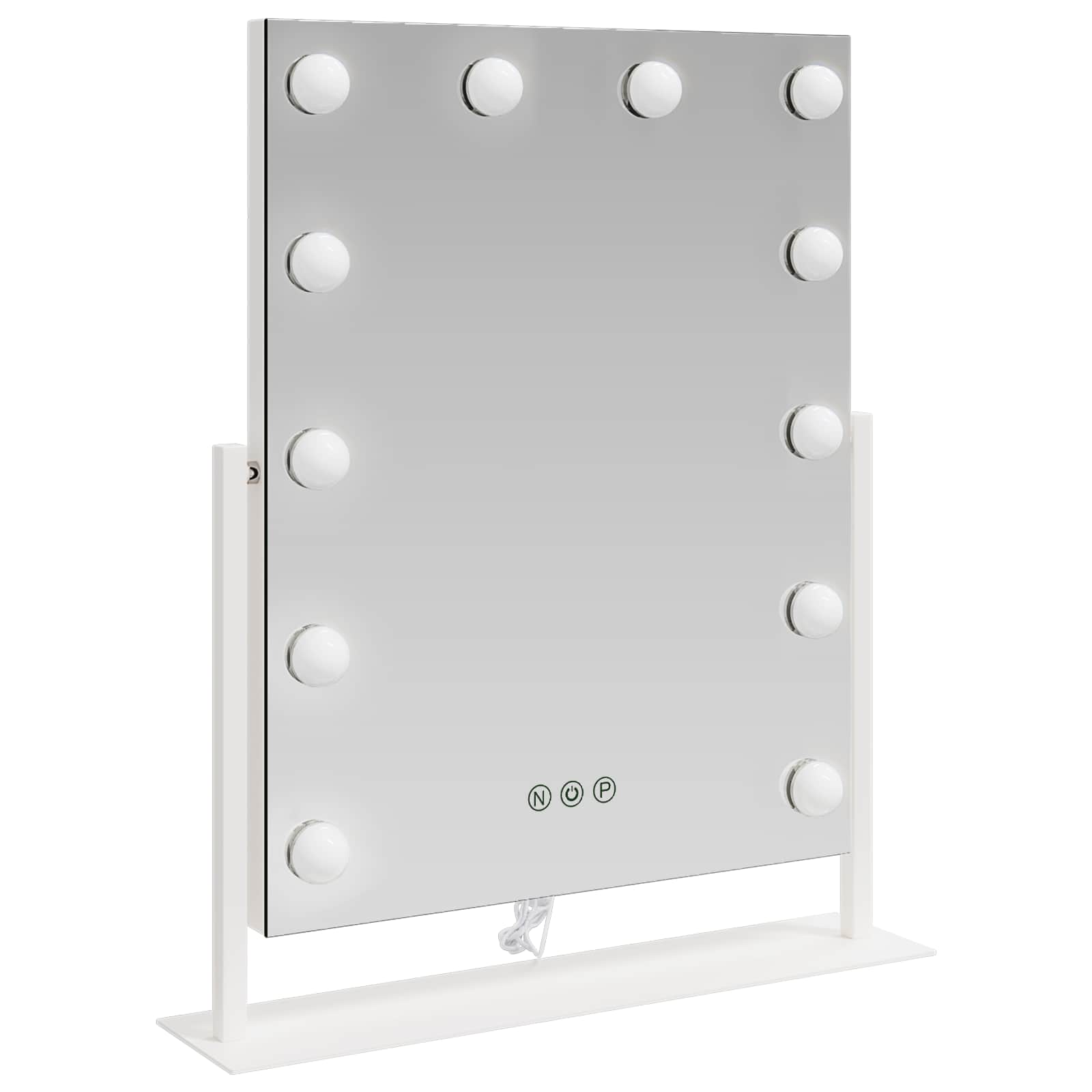 LED Schminkspiegel Weiß 44 x 10 x 53 cm Glas und Stahl