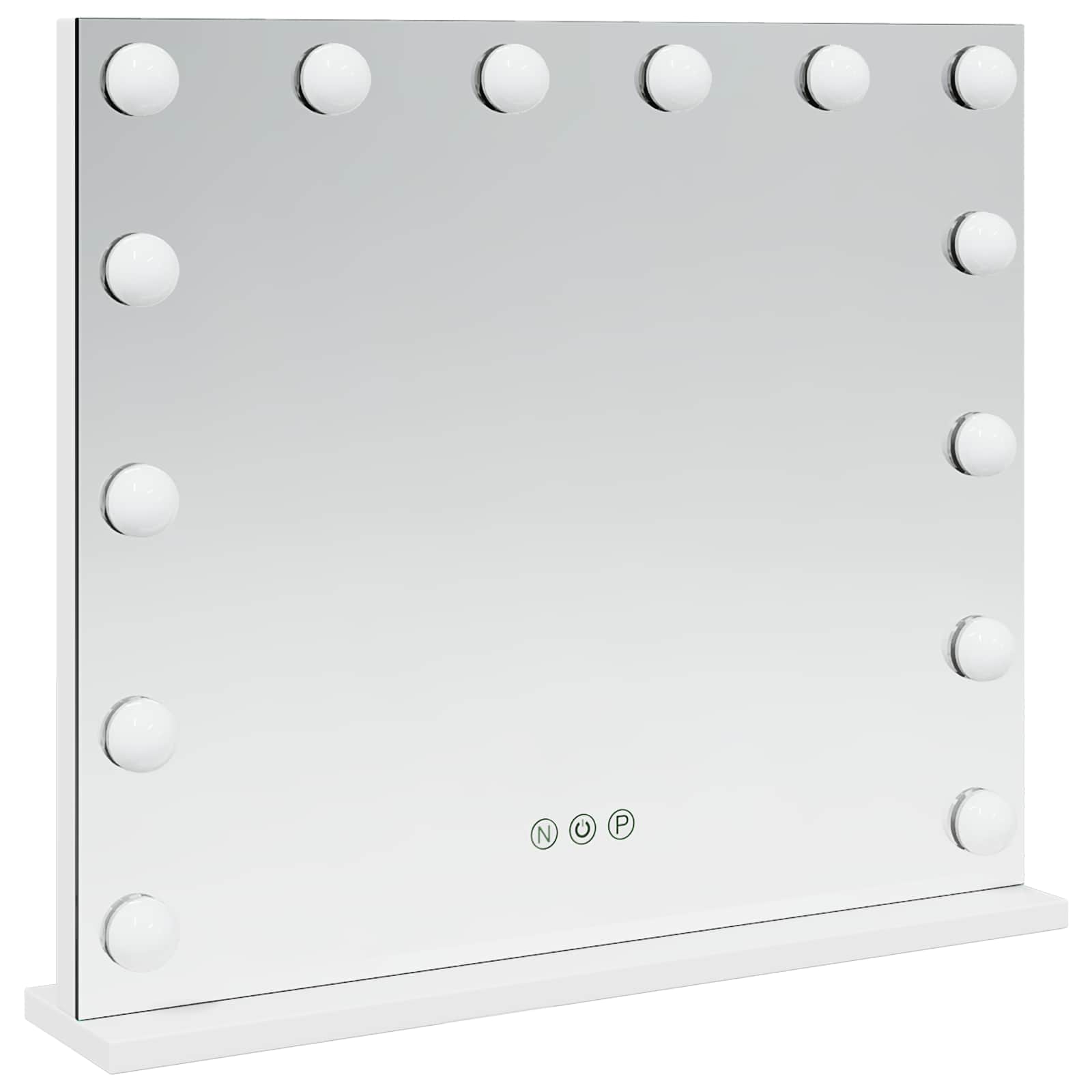 LED Schminkspiegel Weiß 50 x 10 x 44 cm Glas und Stahl