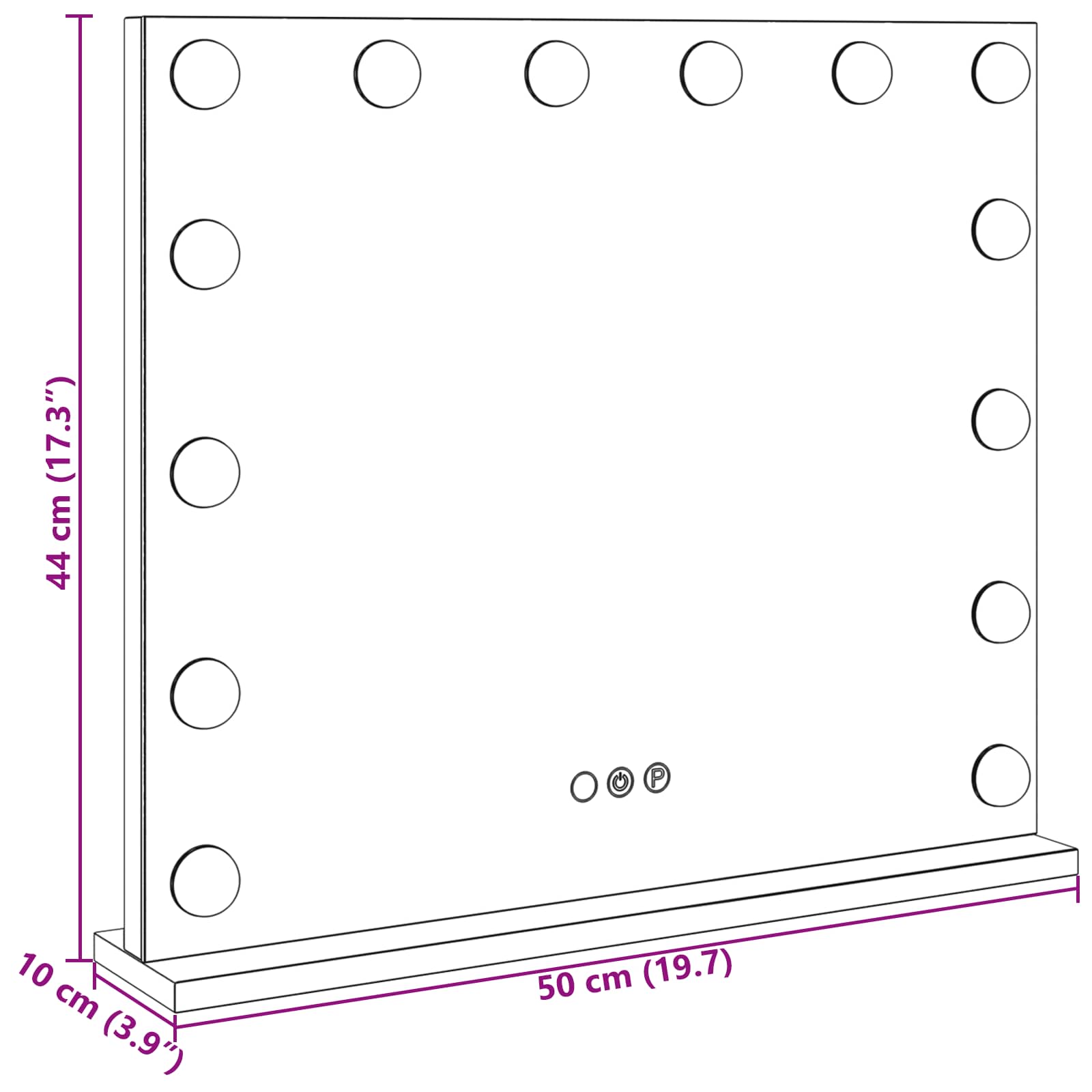 LED Schminkspiegel Weiß 50 x 10 x 44 cm Glas und Stahl