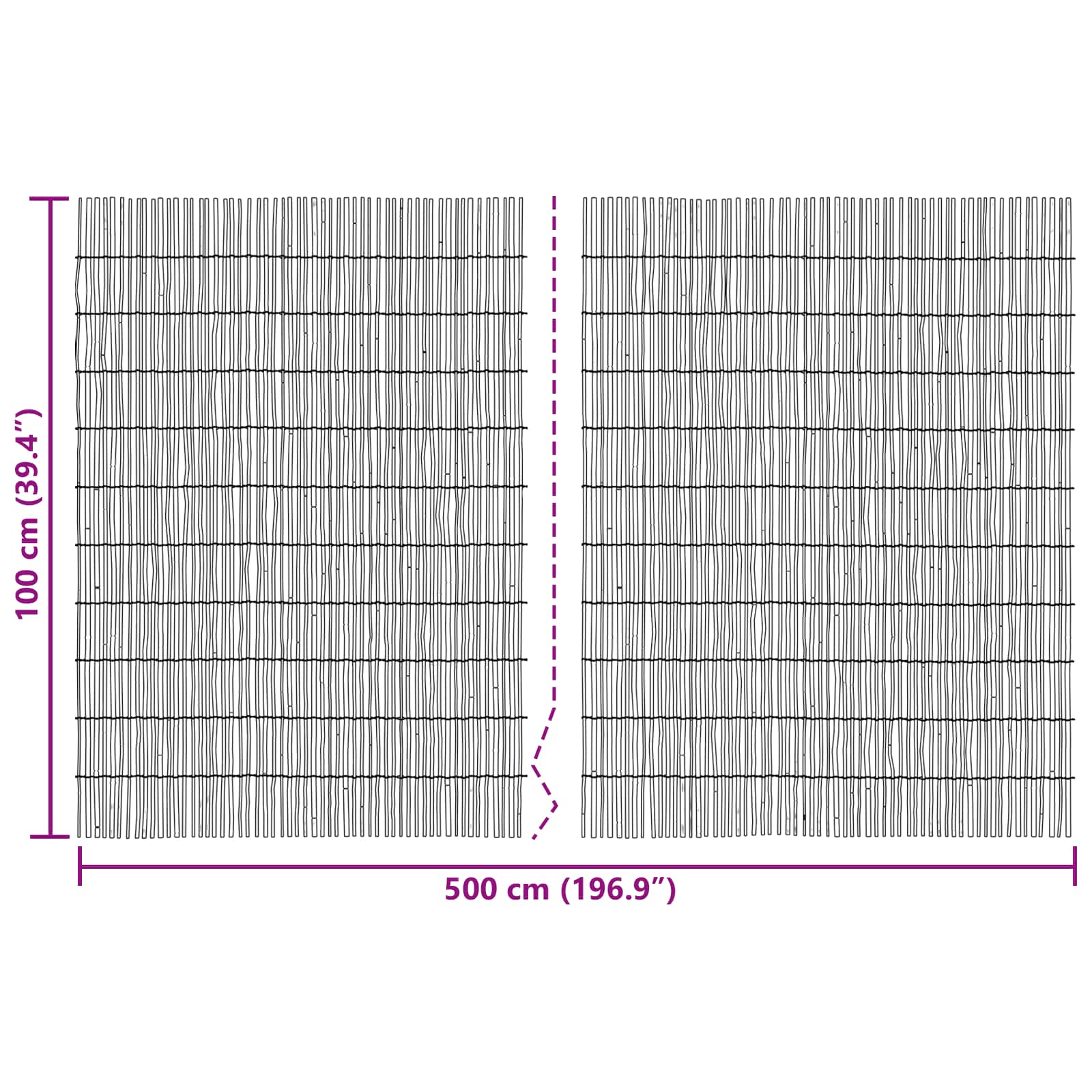 Gartenzaun Kohlenstoff 500 x 100 cm Schilf
