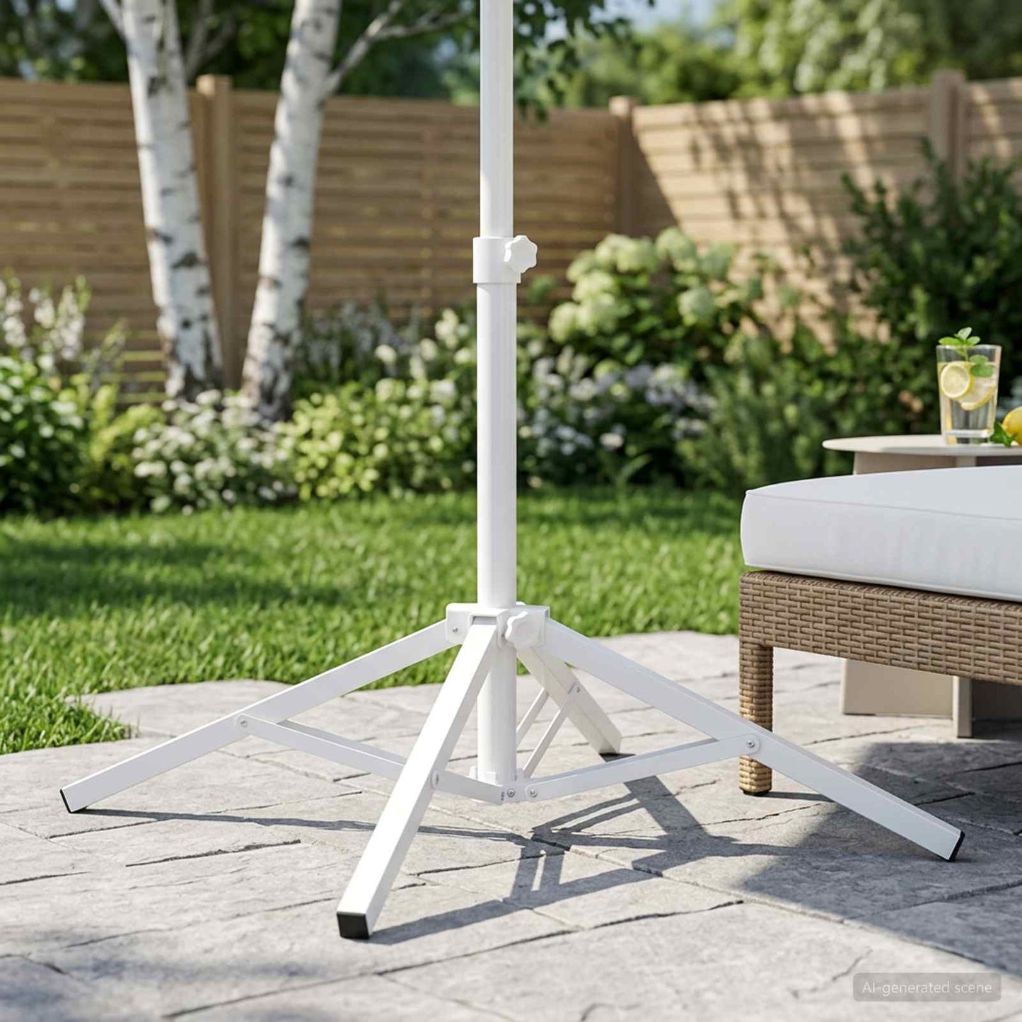 Parasol Stand Weiß Stahl für 25-32 mm Stange