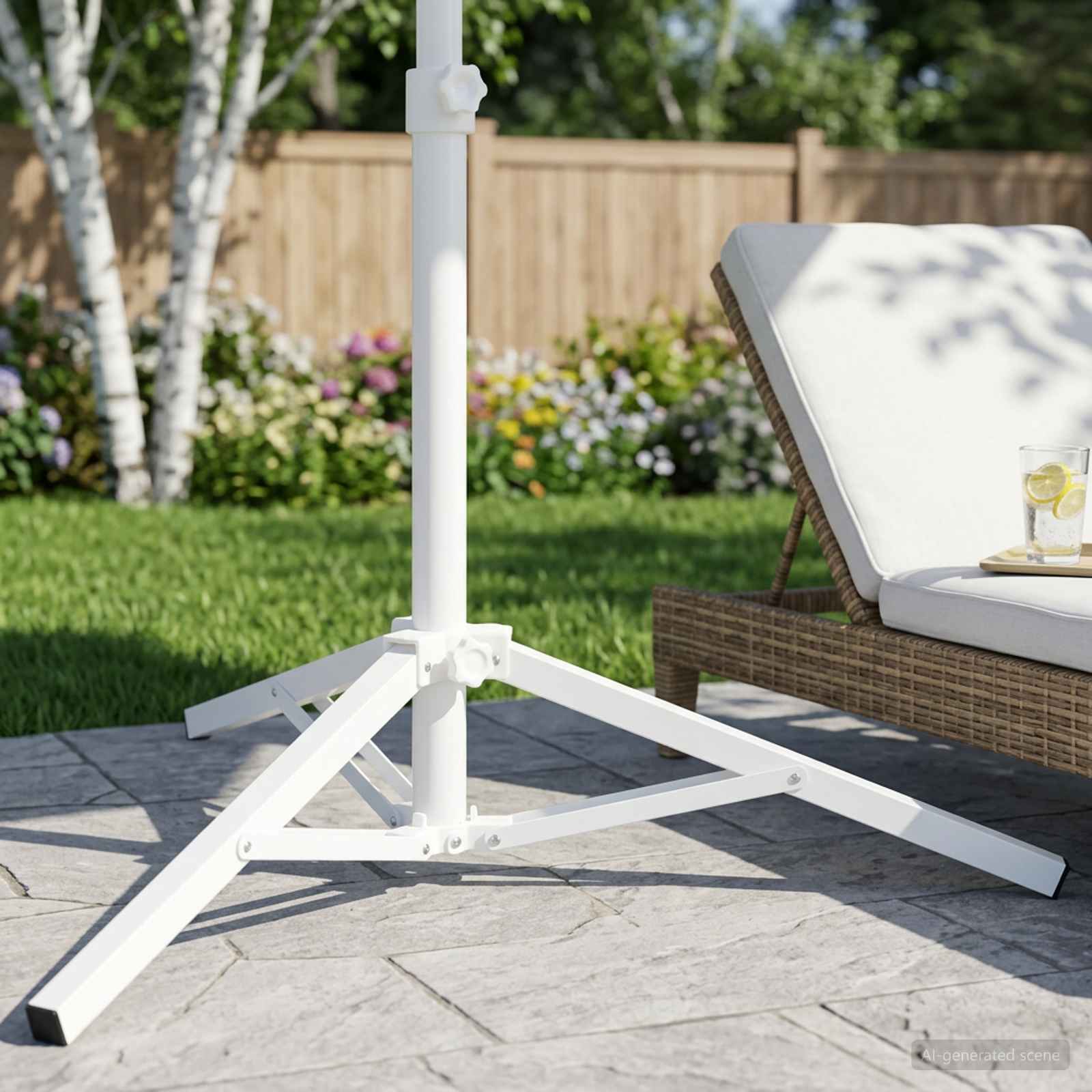 Parasol Stand Weiß Stahl for 25-32 mm Pole