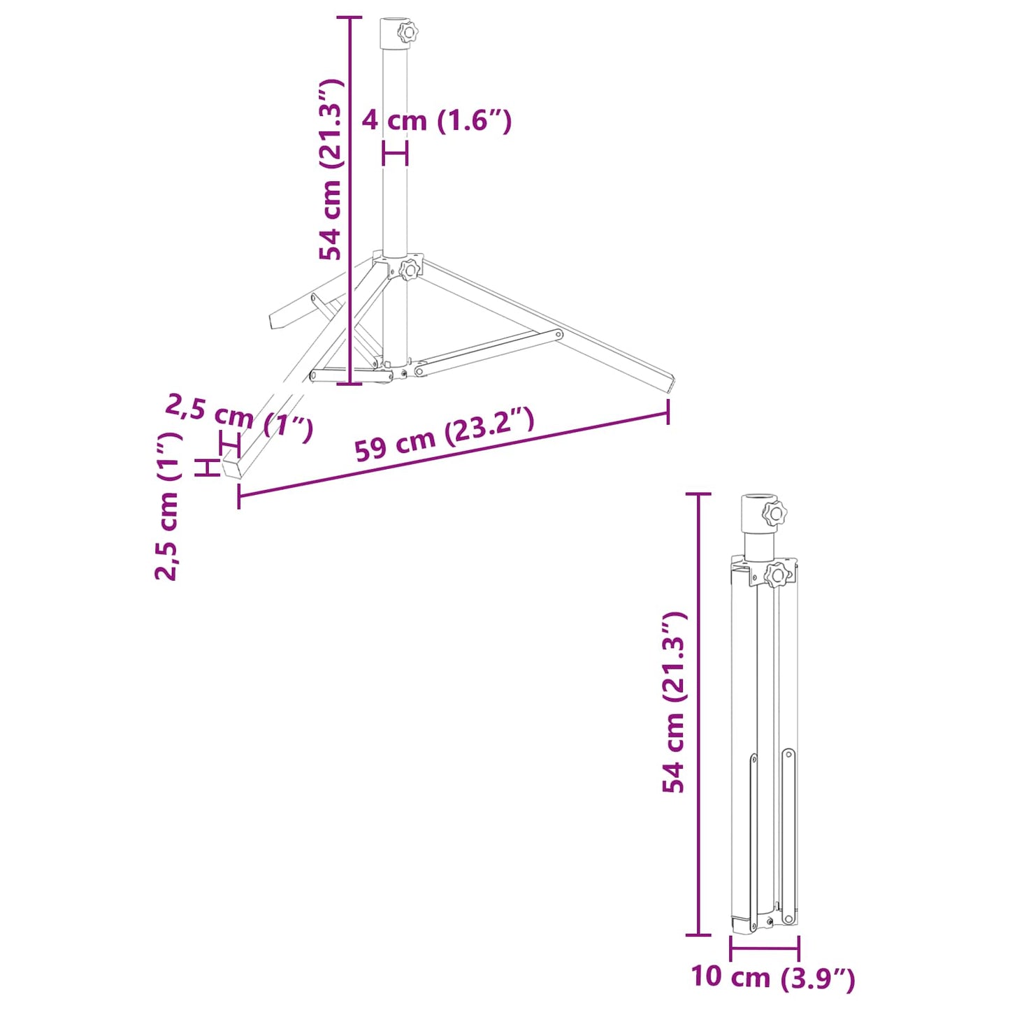 Parasol Stand Weiß Stahl for 25-32 mm Pole