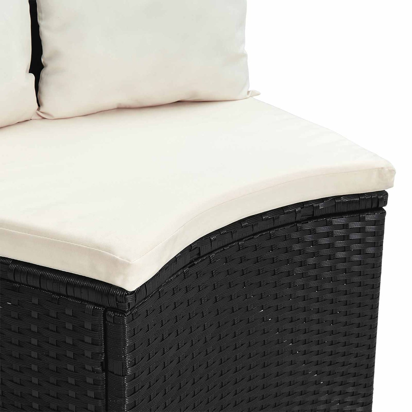 Sofa Set 2 stk. Schwarz Massives Akazienholz und Poly Rattan