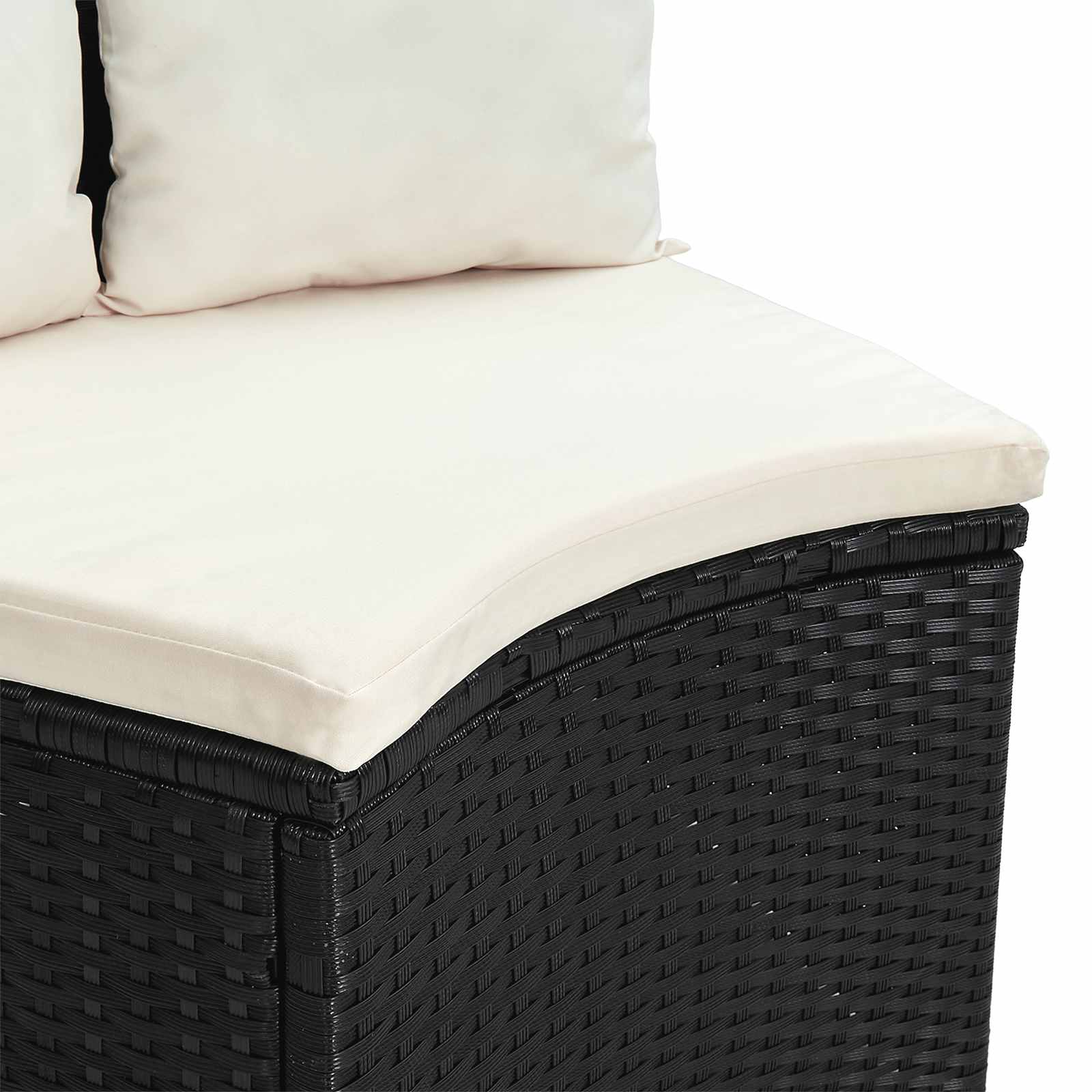 Sofa Set 2 stk. Schwarz Massives Akazienholz und Poly Rattan