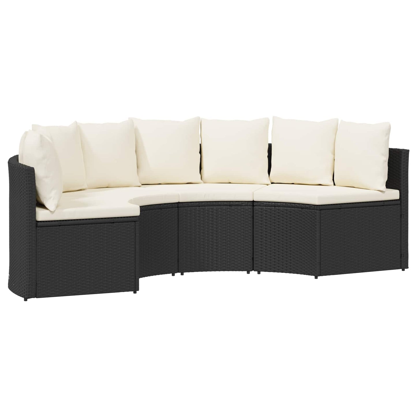 Sofa Set 2 stk. Schwarz Massives Akazienholz und Poly Rattan