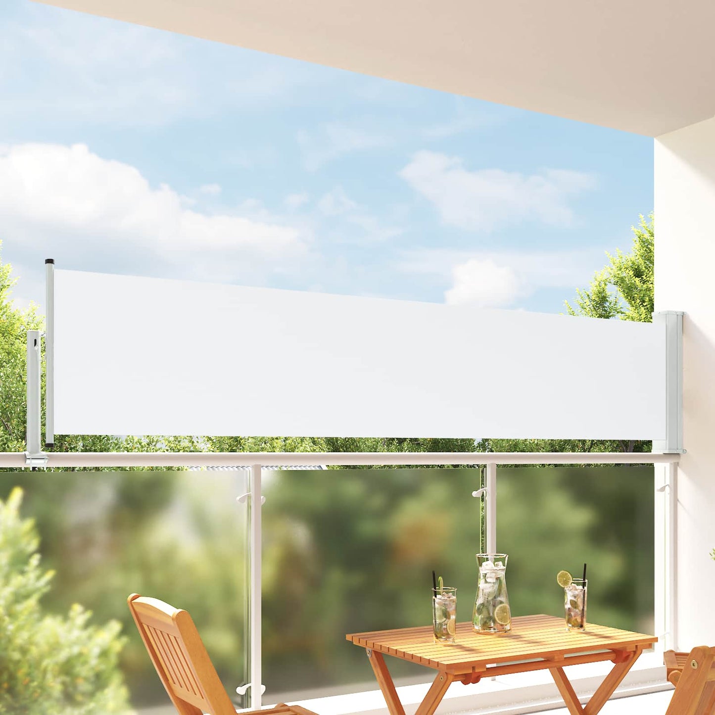 Seitenmarkise 100 x 300 cm 100% Polyester Eisen Stahl