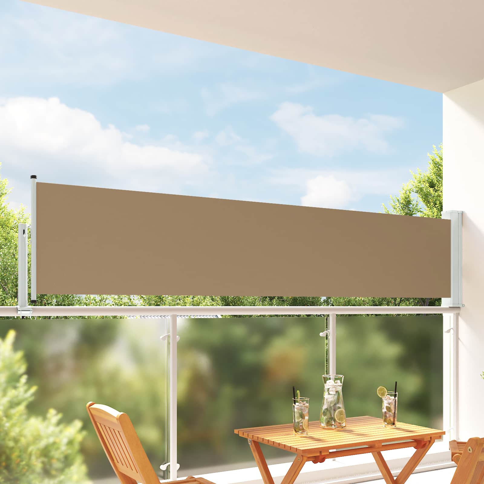 Seitenmarkise 100 x 300 cm 100% Polyester Eisen Stahl